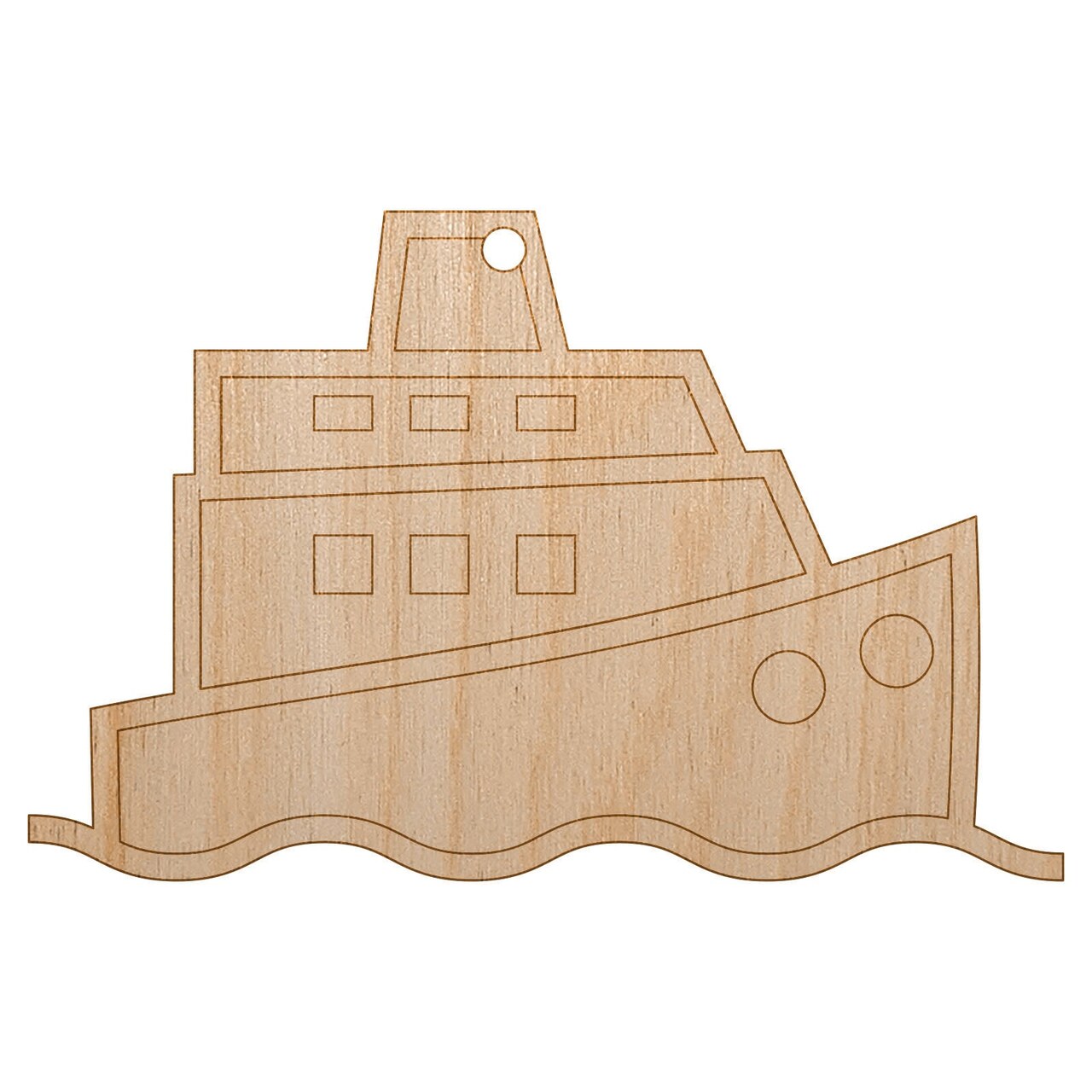Cruise Ship Yacht Travel Boat Unfinished Craft Wood Holiday Christmas Tree DIY Pre-Drilled Ornament